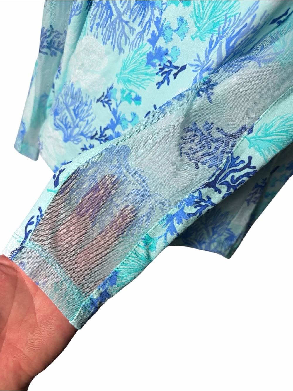 Ladies G LIFESTYLE CORAL REEF AQUA Long Sleeve Mock Golf Shirt Size Large - Picture 4 of 5